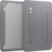 Voor iPad Air 2 / Air / 9.7 (2018 & 2017) Acryl + TPU horizontaal Flip Smart Leather Case met drie-vouwbare houder & Pen-sleuf & Wake-up / Slaapfunctie (grijs)