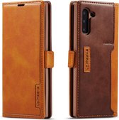 Voor Galaxy Note 10 LC.IMEEKE LC-001-serie PU + TPU kleuraanpassing frosted horizontale flip lederen tas met houder en kaartsleuf (bruin)