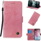Voor Galaxy Note 10 plus retro horizontale flip pu lederen tas met kaartsleuven en houder (roze)