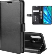 Voor OPPO Realme 5 Pro R64 textuur enkele vouw horizontale flip lederen tas met houder & kaartsleuven & portemonnee (zwart)