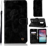 Voor ZTE Zmax Pro / Z981 Retro koperen knop Crazy Horse Horizontale Flip PU lederen tas met houder & kaartsleuven & portemonnee & lanyard (zwart)