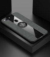 Voor OPPO R11S XINLI stiksels Textue schokbestendig TPU beschermhoes met ringhouder (grijs)