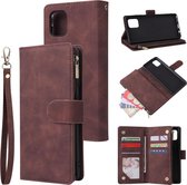 Voor Galaxy Note10 Lite Multifunctionele horizontale flip lederen tas, met kaartsleuf en houder en rits Portemonnee en fotolijst (koffie)