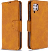 Voor huawei p40 lite retro lamsvacht textuur pure kleur horizontale flip pu lederen tas met houder & kaartsleuven & portemonnee & lanyard (geel)