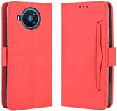 Voor Nokia 8.3 5G Wallet Style Skin Feel Kalfspatroon lederen tas, met aparte kaartsleuf (rood)