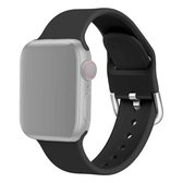 Voor Apple Watch Series 5 en 4 40 mm / 3 en 2 en 1 38 mm effen kleur siliconen vervangende polsband horlogeband met metalen gesp, maat: S (zwart)