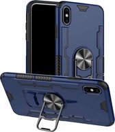 Voor iPhone XS Max schokbestendige pc + TPU beschermhoes met bieropener en autohouder (blauw)