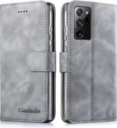 Voor Samsung Galaxy Note20 Diaobaolee Pure Fresh Grain Horizontale Flip Leather Case met houder & kaartsleuven (grijs)