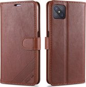 Voor OPPO A92s AZNS schapenvacht textuur horizontale flip lederen case met houder & kaartsleuven & portemonnee (bruin)