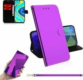 Voor Xiaomi Redmi Note 9s / Note 9 Pro Max Lmitated Mirror Surface Horizontal Flip Leather Case met houder & kaartsleuven & portemonnee & lanyard (paars)