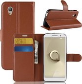 Litchi Texture horizontale flip lederen tas voor Vodafone Smart E9 / VFD 520, met portemonnee en houder en kaartsleuven (bruin)