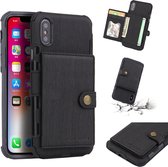 Let op type!! For iPhone XS Max Brushed Texture Shockproof PU + TPU Case  with Card Slots & Wallet & Photo Frame(Black)