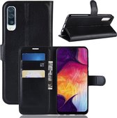 Litchi Texture Horizontal Flip Leren Case voor Galaxy A50, met Portemonnee & Houder & Kaartsleuven (Zwart)