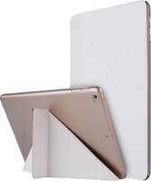 Voor iPad 10,2 inch zijde textuur horizontale vervorming Flip lederen tas met houder (wit)