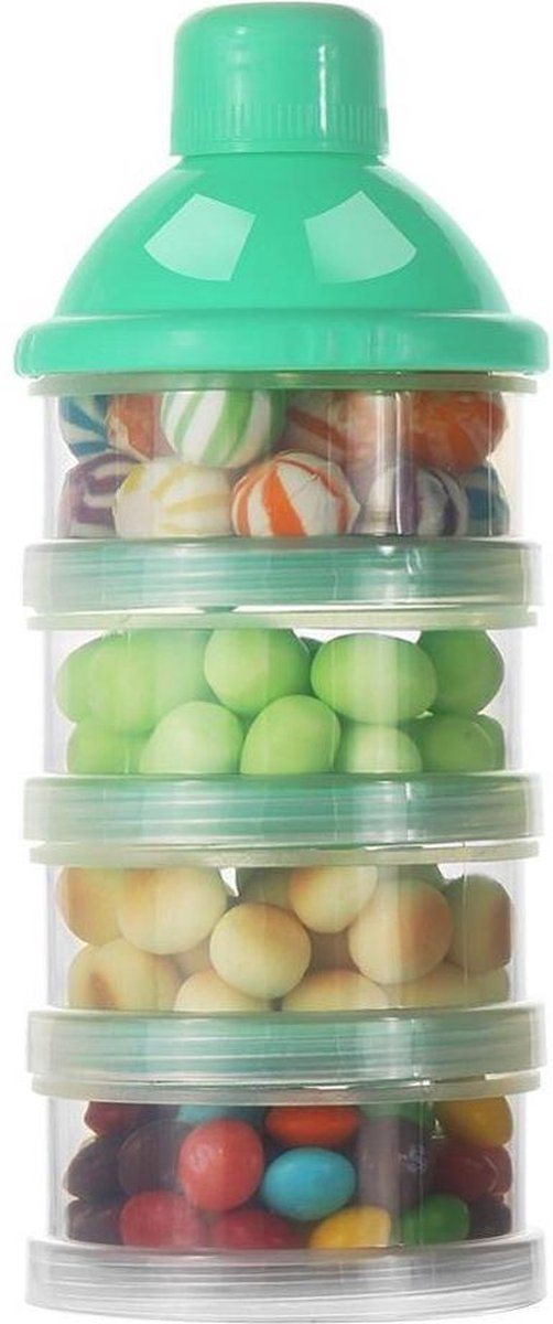 Melkpoeder toren - set van 2 - BPA vrij - Groen - 4 lagen -Melkpoeder doseerdoosjes - Babypoeder bewaarbakjes - Reisbox - Dispenser - Poedertoren van Käglo — afbeelding 4