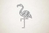 Line Art - Flamingo 1 - S - 60x37cm - EssenhoutWit - geometrische wanddecoratie