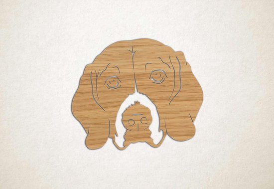 Wanddecoratie - Hond - Beagle 3 - M - 60x71cm - Eiken - muurdecoratie - Line Art