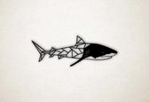 Wanddecoratie - Zwemmende haai - XS - 11x30cm - Zwart - muurdecoratie - Line Art