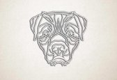 Line Art - Hond - Rottweiler 1 - M - 60x64cm - EssenhoutWit - geometrische wanddecoratie