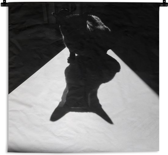 Wandkleed Batman - Schaduw van kat lijkt op Batman Wandkleed katoen 90x90 cm - Wandtapijt met foto