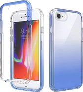 Schokbestendig Hoge transparantie Tweekleurige geleidelijke verandering PC + TPU Snoepkleuren Beschermhoes voor iPhone 6 / 6s (blauw)