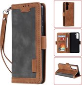 Voor Samsung Galaxy S21 Ultra 5G Retro Splicing Horizontale Flip Leren Case met Kaartsleuven & Houder & Portemonnee (Grijs)