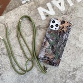 Camouflagepatroon IMD schokbestendig TPU beschermhoes met lanyard voor iPhone 11 Pro Max (Hunter Camo)