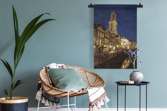 Tapisserie Utrecht - La Tour Dom et l'ancien canal d'Utrecht aux Nederland Tapisserie en coton 60x90 cm - Tapisserie avec photo