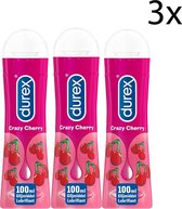 Durex Glijmiddel Crazy Cherry - Kers - waterbasis - 100ML x3