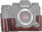 1/4 inch draad PU lederen camera half behuizing basis voor FUJIFILM X-H1 (koffie)