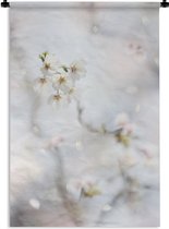 Wandkleed Abstracte Bloemen - Close-up van een abstracte Japanse kersenbloesem Wandkleed katoen 90x135 cm - Wandtapijt met foto
