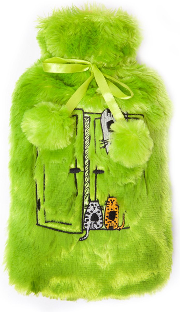 Goedkoopste Biggdesign Cats - Warmwaterkruik - Kruikzak - Kruikhoes - Warmwaterzak - Kinderkruik - Warmwater Kruik met zachte Hoes - Groen