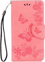 Motorola Moto G5 Plus Hoesje - Mobigear - Butterfly Serie - Kunstlederen Bookcase - Roze - Hoesje Geschikt Voor Motorola Moto G5 Plus