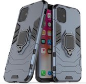 Apple iPhone 11 Hoesje - Mobigear - Armor Ring Serie - Hard Kunststof Backcover - Blauw - Hoesje Geschikt Voor Apple iPhone 11