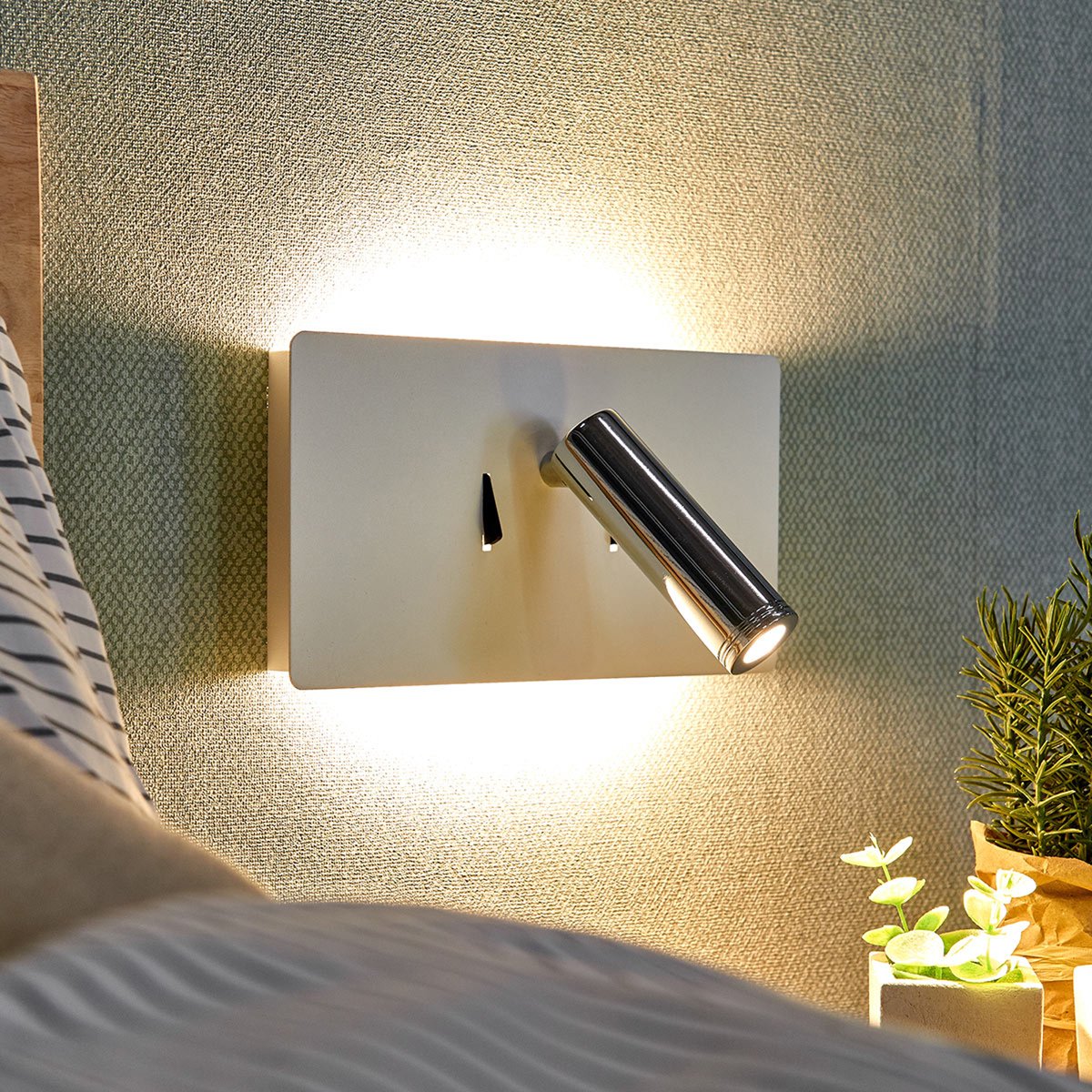 Lucande - LED wandlamp - 3 lichts - metaal - H: 12 cm - wit, chroom - Inclusief lichtbronnen