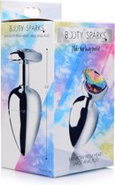 Rainbow Prism Heart Anal Plug - Large - Silver - Butt Plugs & Anal Dildos
