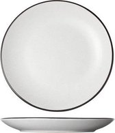 Speckle Wit Dessertbord - Ø 19.5xh2.5cm - Met Zwarte Rand