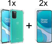 OnePlus 8T hoesje shock proof case transparant hoesjes cover hoes - 2x OnePlus 8T screenprotector