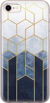 iPhone SE 2020 hoesje - Geometrisch fade art - Soft Case Telefoonhoesje - Print - Blauw