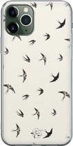 iPhone 11 Pro Max hoesje - Vogels / Birds - Soft Case Telefoonhoesje - Print - Beige