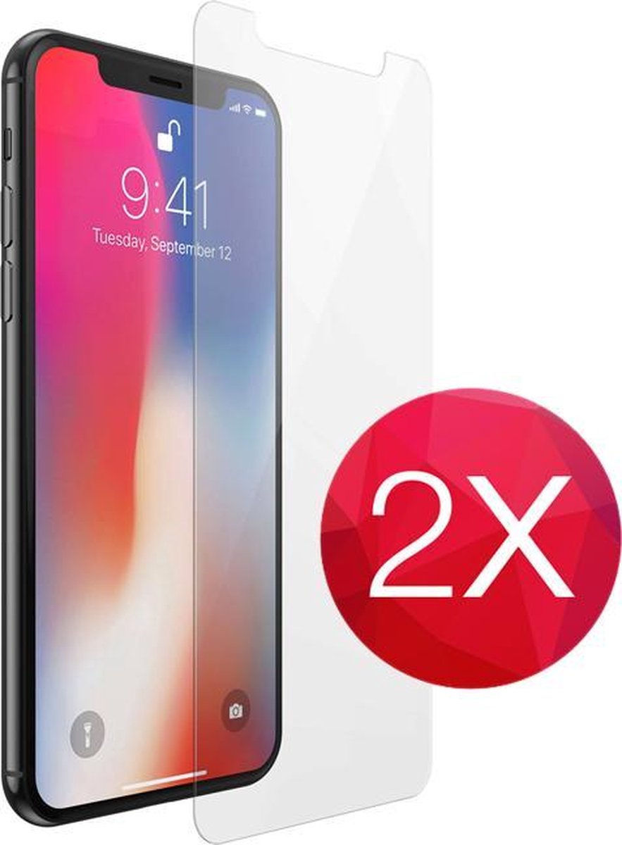 2X Screen protector - Tempered glass screenprotector geschikt voor iPhone X / 10 - Glasplaatje voor telefoon - Screen cover - 2 PACK