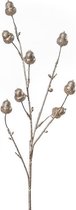Kunstbloem - Zijde - Bessentak - Goud - 60 cm - 8 bloemen per stengel -  In cadeauverpakking met gekleurd lint