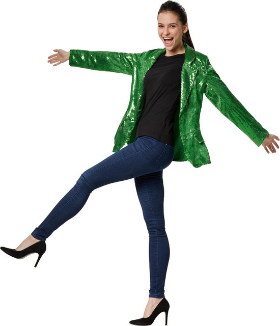 Hysterisch zege ik ben trots dressforfun - Paillettenjas dames groen XL - verkleedkleding kostuum  halloween... | bol.com