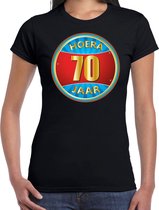 70e verjaardag cadeau t-shirt hoera 70 jaar zwart voor dames - verjaardagscadeau shirt M