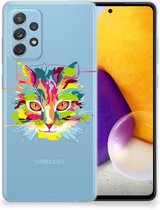 Mobiel Case Geschikt voor Samsung Galaxy A72 GSM Hoesje Doorzichtig Cat Color