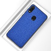 Schokbestendige stoffen textuur PC + TPU beschermhoes voor Xiaomi Redmi Note 7 (donkerblauw)