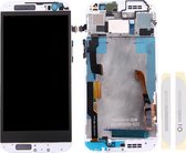 Lcd-scherm en digitizer volledige montage met frame en glazen lensafdekking voor HTC One M8 (boven + onder) (wit)