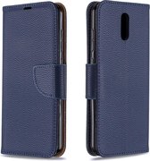 Voor Nokia 2.3 Pure Color Horizontale Flip PU lederen tas met houder & kaartsleuven & portemonnee & lanyard (donkerblauw)