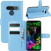 Voor LG G8S ThinQ Litchi Texture horizontale flip lederen tas met portemonnee en houder en kaartsleuven (blauw)