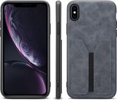 PU + TPU beschermhoes met kaartsleuven voor iPhone X / XS (grijs)